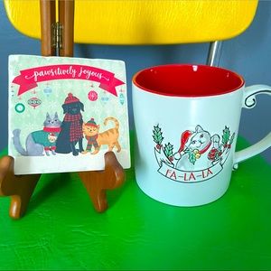 CHRISTMAS Cat mug and coaster bundle
